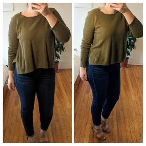 Madewell army green comfy sweater
